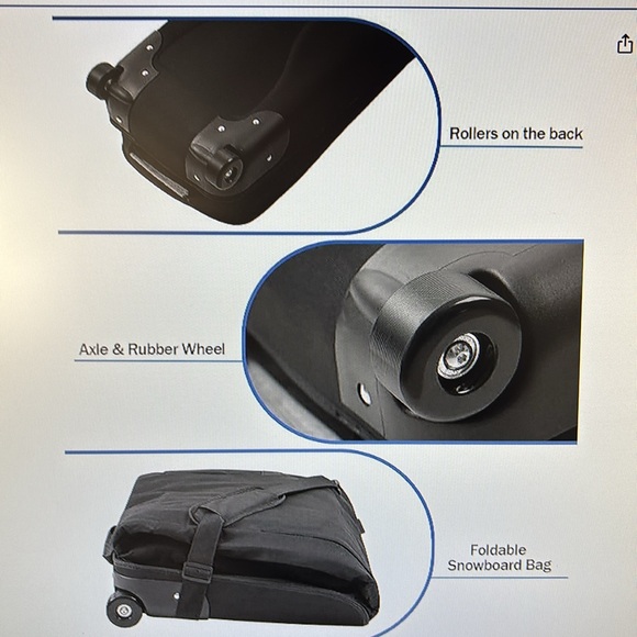 Sogukoer Snowboard ski wheeled roller bag 165cm travel fit goggles gloves jacket - Picture 5 of 6